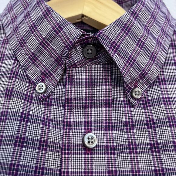 Jos. A Banks button dress shirt Traveler's Collection tailored fit purple mens L - Picture 3 of 8